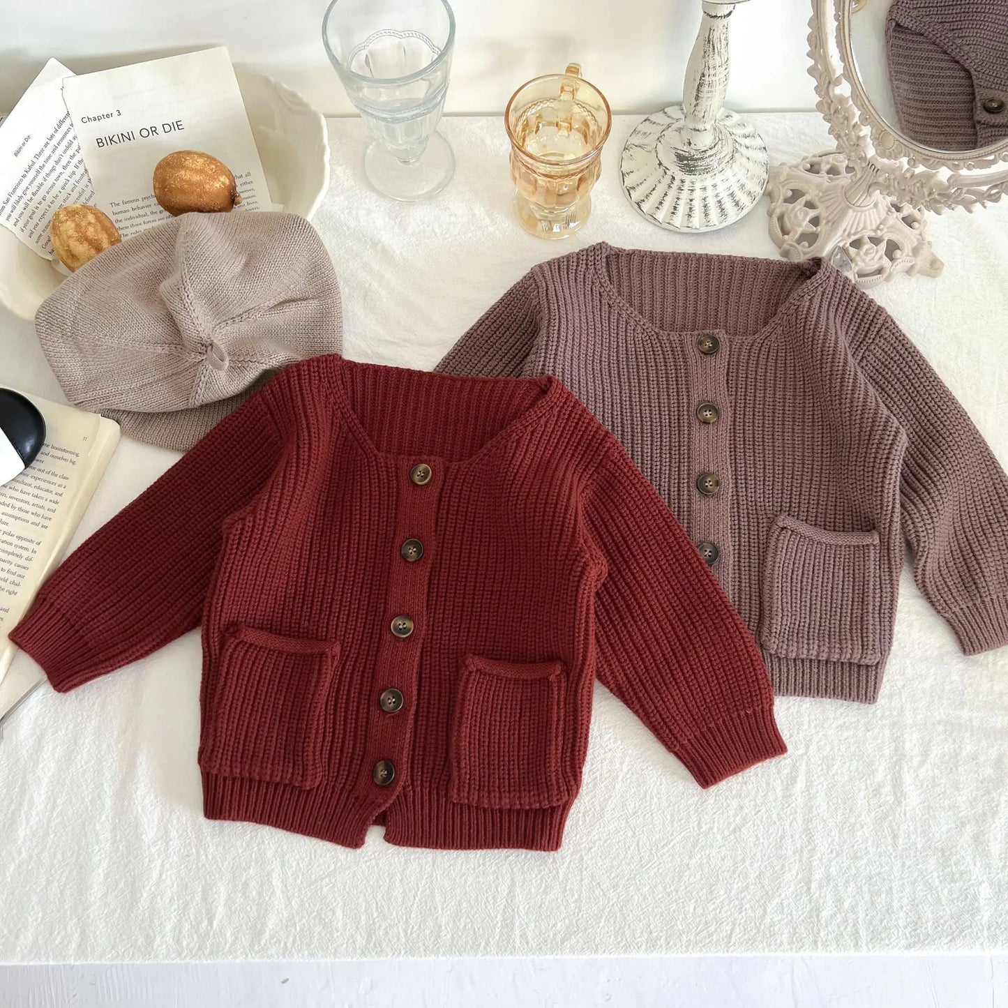 Knitted Cardigan Sweater for Infants and Toddlers
