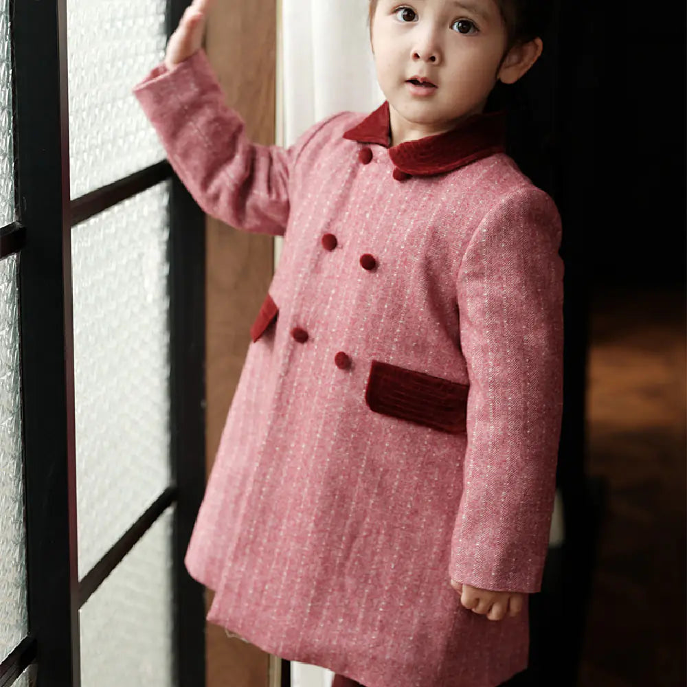 Children's Mid-Length Woolen Coat for Girls