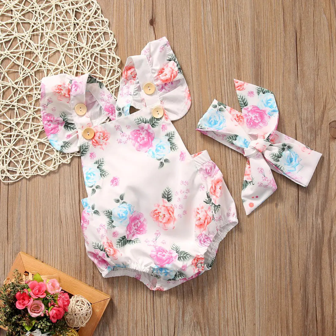 Cute Floral Triangle Romper for Infants and Toddlers