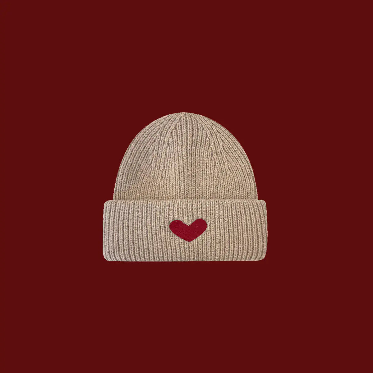 Heart Embroidery Woolen Kids Cap