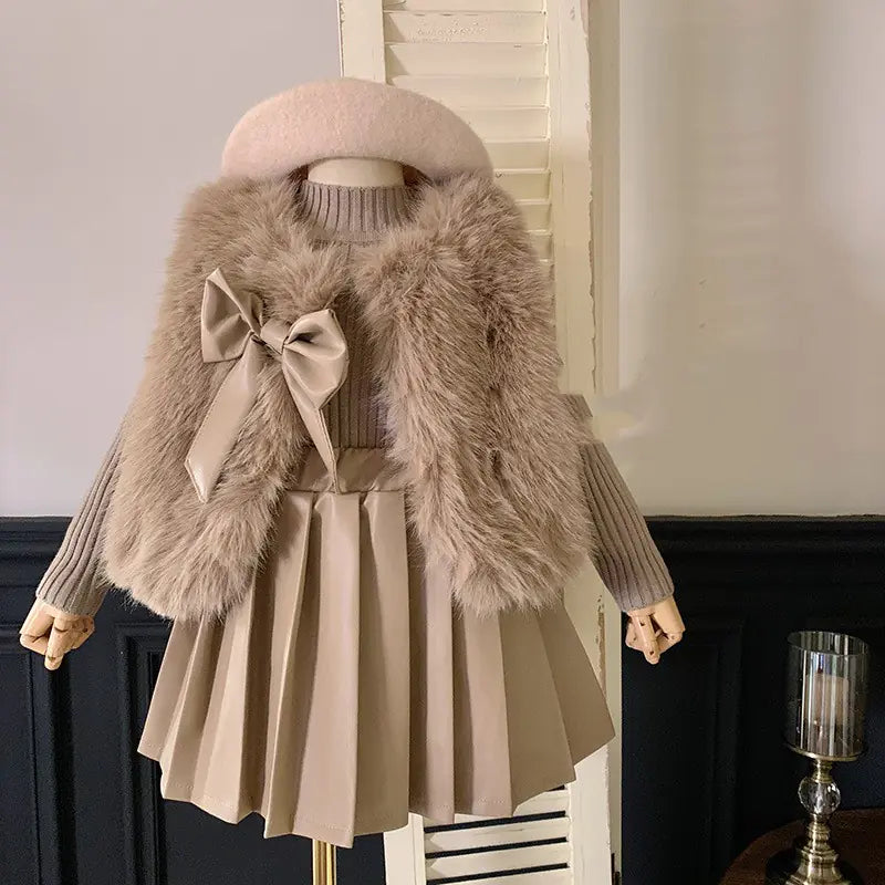 Girls' 3-Piece Autumn & Winter Fashion Suit