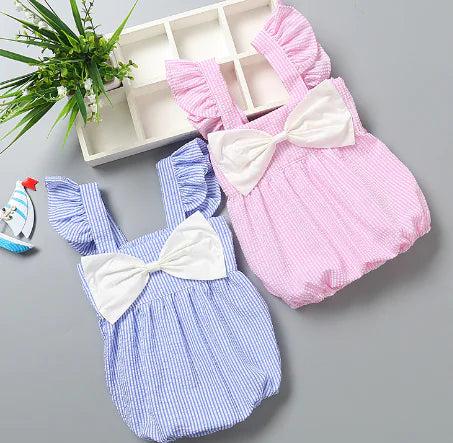 Summer New Cotton Striped Baby Romper for Girls