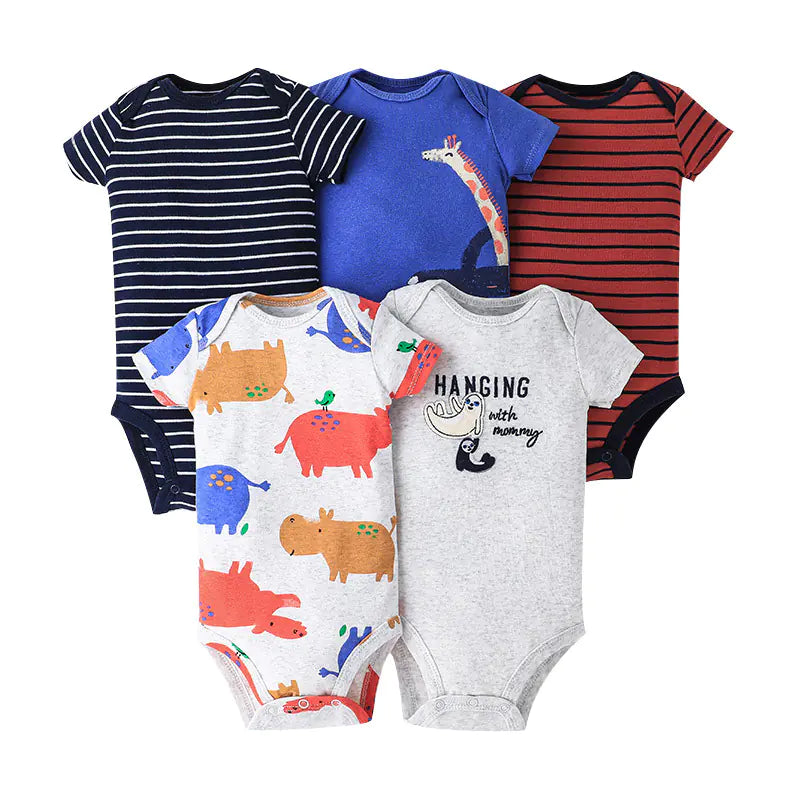 Summer Short Sleeve Baby Romper Set (5 Pieces)