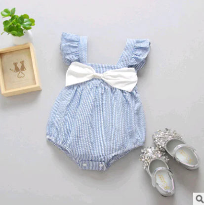 Summer New Cotton Striped Baby Romper for Girls