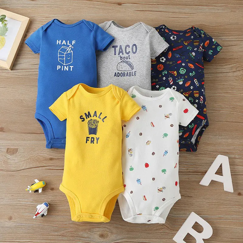 Summer Short Sleeve Baby Romper Set (5 Pieces)