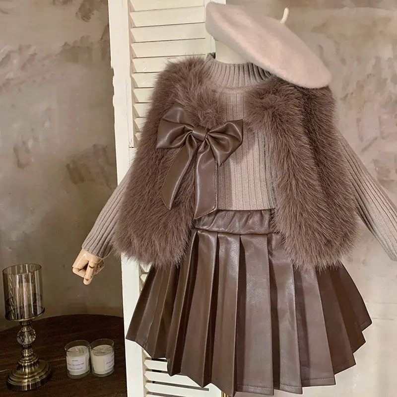 Girls' 3-Piece Autumn & Winter Fashion Suit