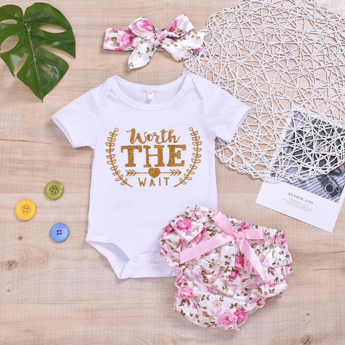 2019 Summer Baby Girl Short Sleeve Romper Set