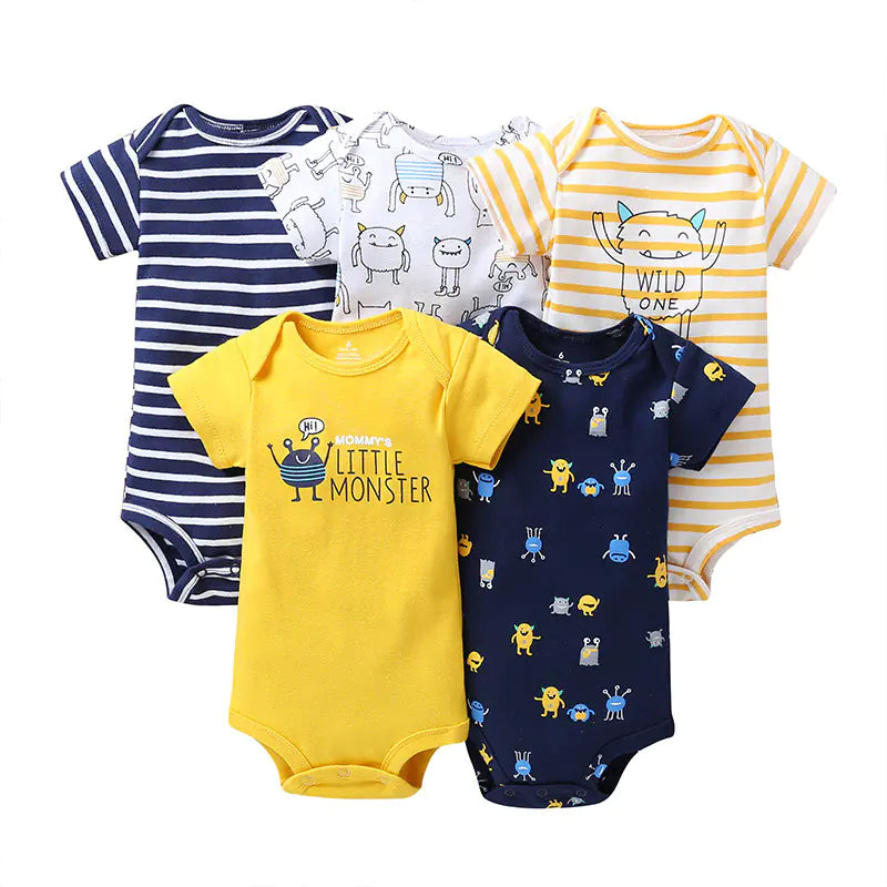 Summer Short Sleeve Baby Romper Set (5 Pieces)