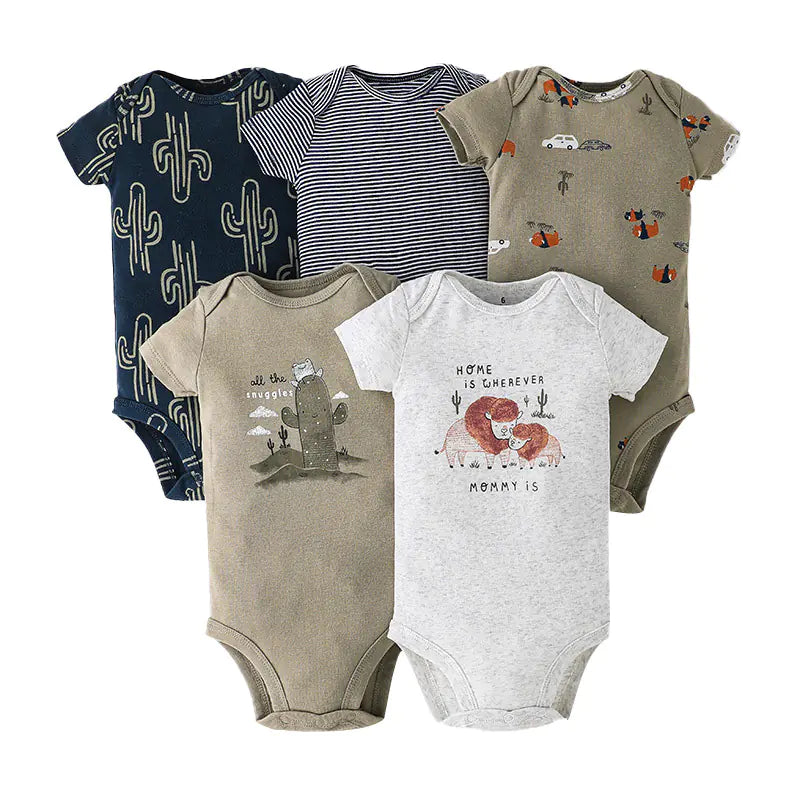 Summer Short Sleeve Baby Romper Set (5 Pieces)