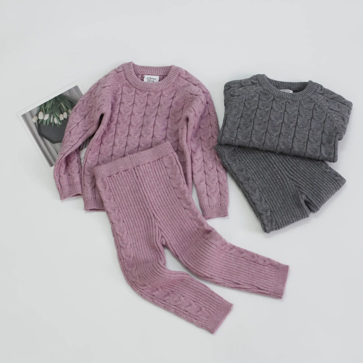 Knitted Sweater and Pants Set for Infants and Toddlers