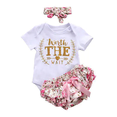 2019 Summer Baby Girl Short Sleeve Romper Set