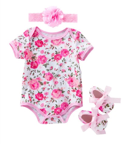 Summer Short Sleeve Baby Romper & Leopard Print Set
