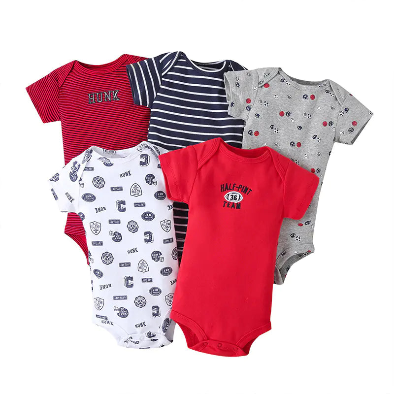 Summer Short Sleeve Baby Romper Set (5 Pieces)