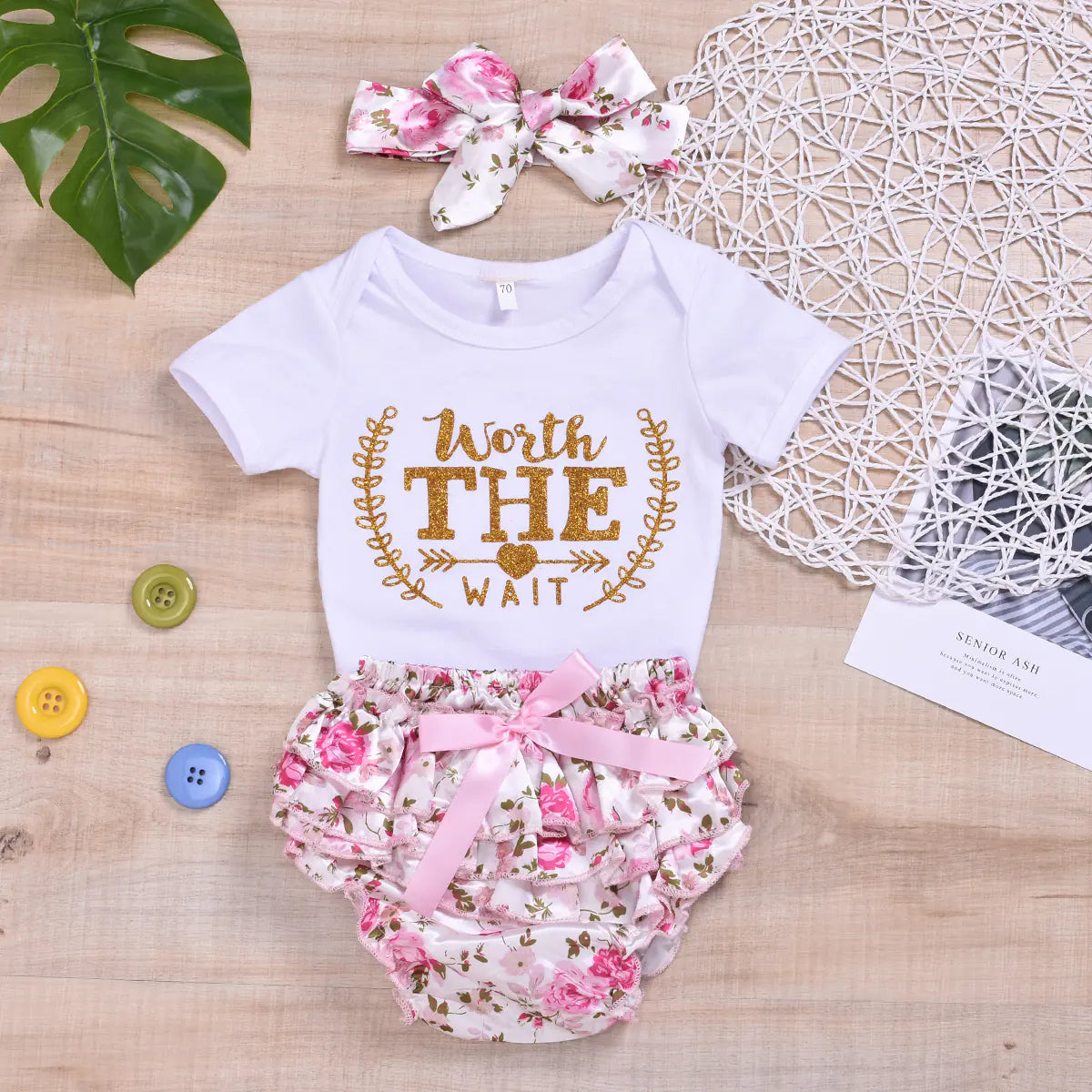 2019 Summer Baby Girl Short Sleeve Romper Set