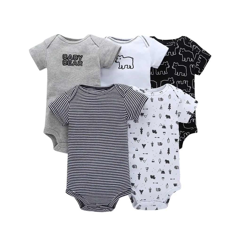 Summer Short Sleeve Baby Romper Set (5 Pieces)