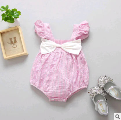 Summer New Cotton Striped Baby Romper for Girls