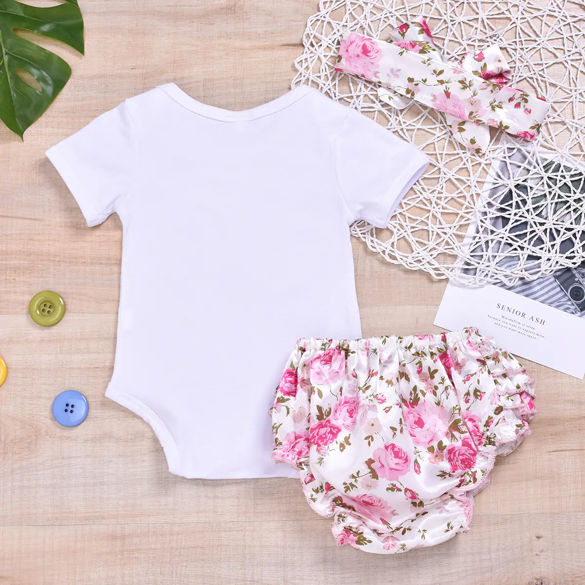 2019 Summer Baby Girl Short Sleeve Romper Set