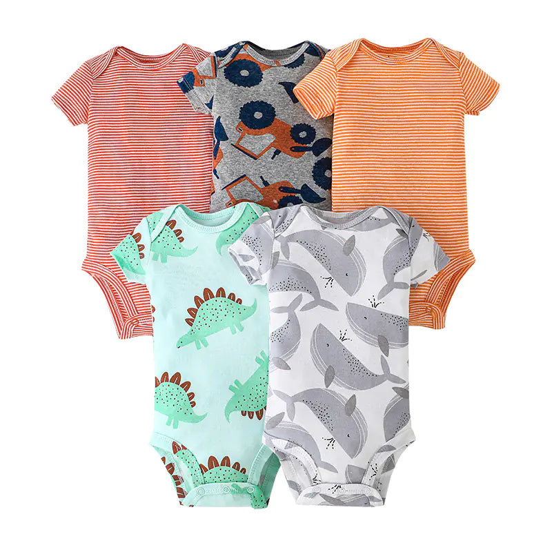 Summer Short Sleeve Baby Romper Set (5 Pieces)