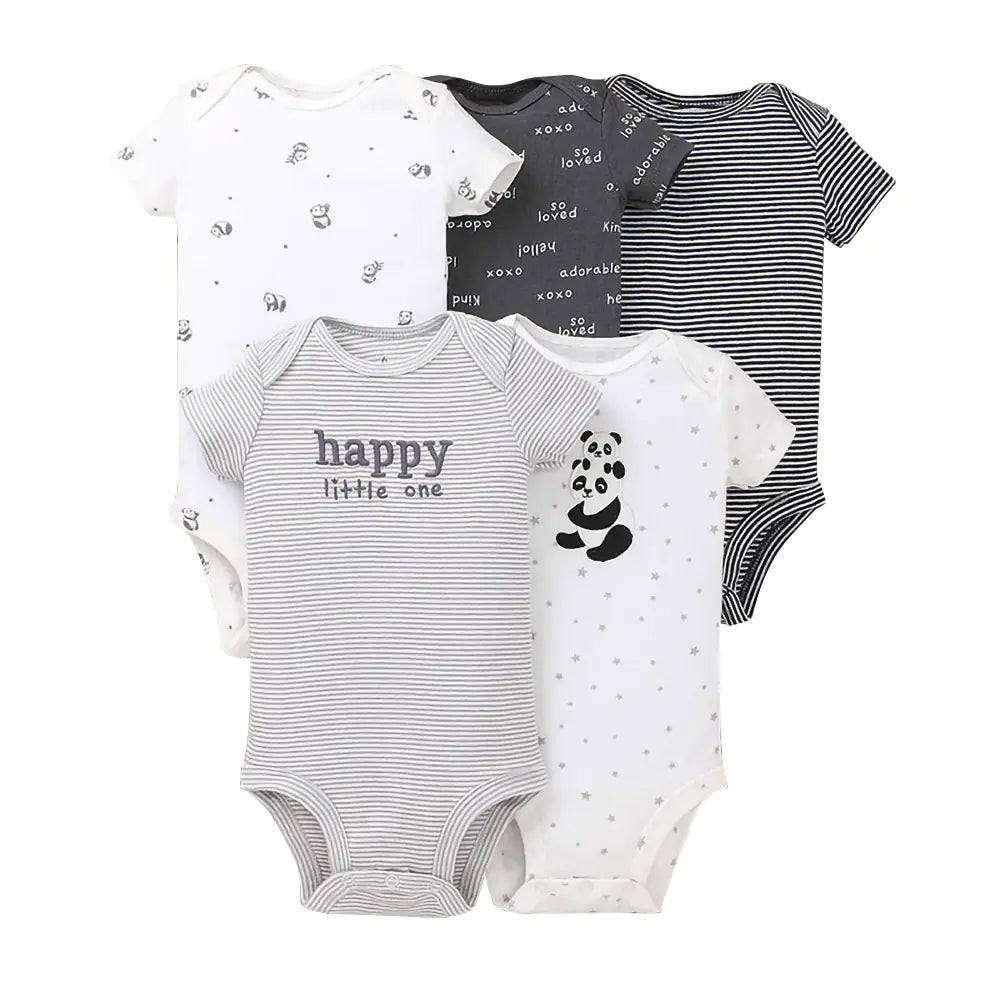 Summer Short Sleeve Baby Romper Set (5 Pieces)