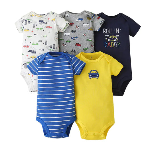 Summer Short Sleeve Baby Romper Set (5 Pieces)