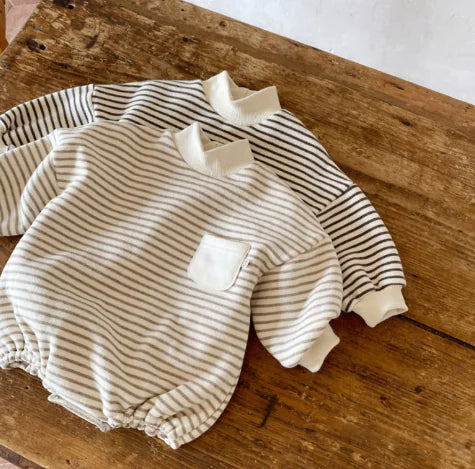 Striped Turtleneck Romper for Infants and Toddlers (One Piece)