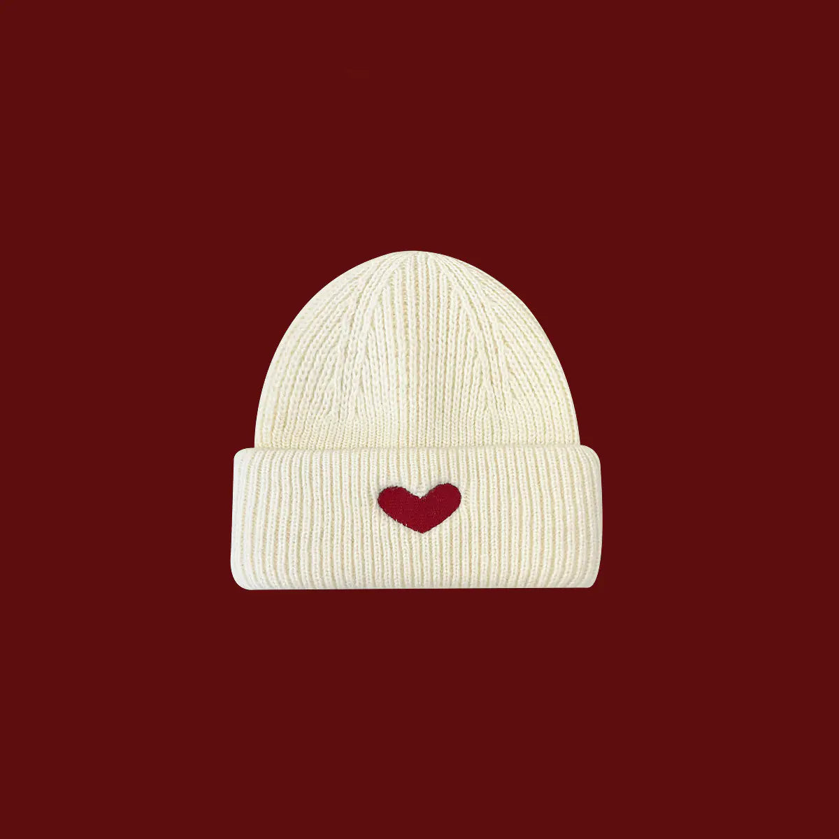 Heart Embroidery Woolen Kids Cap