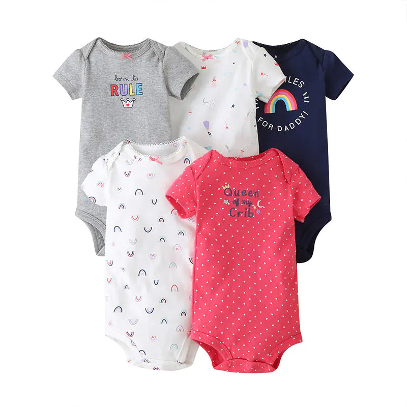 Summer Short Sleeve Baby Romper Set (5 Pieces)