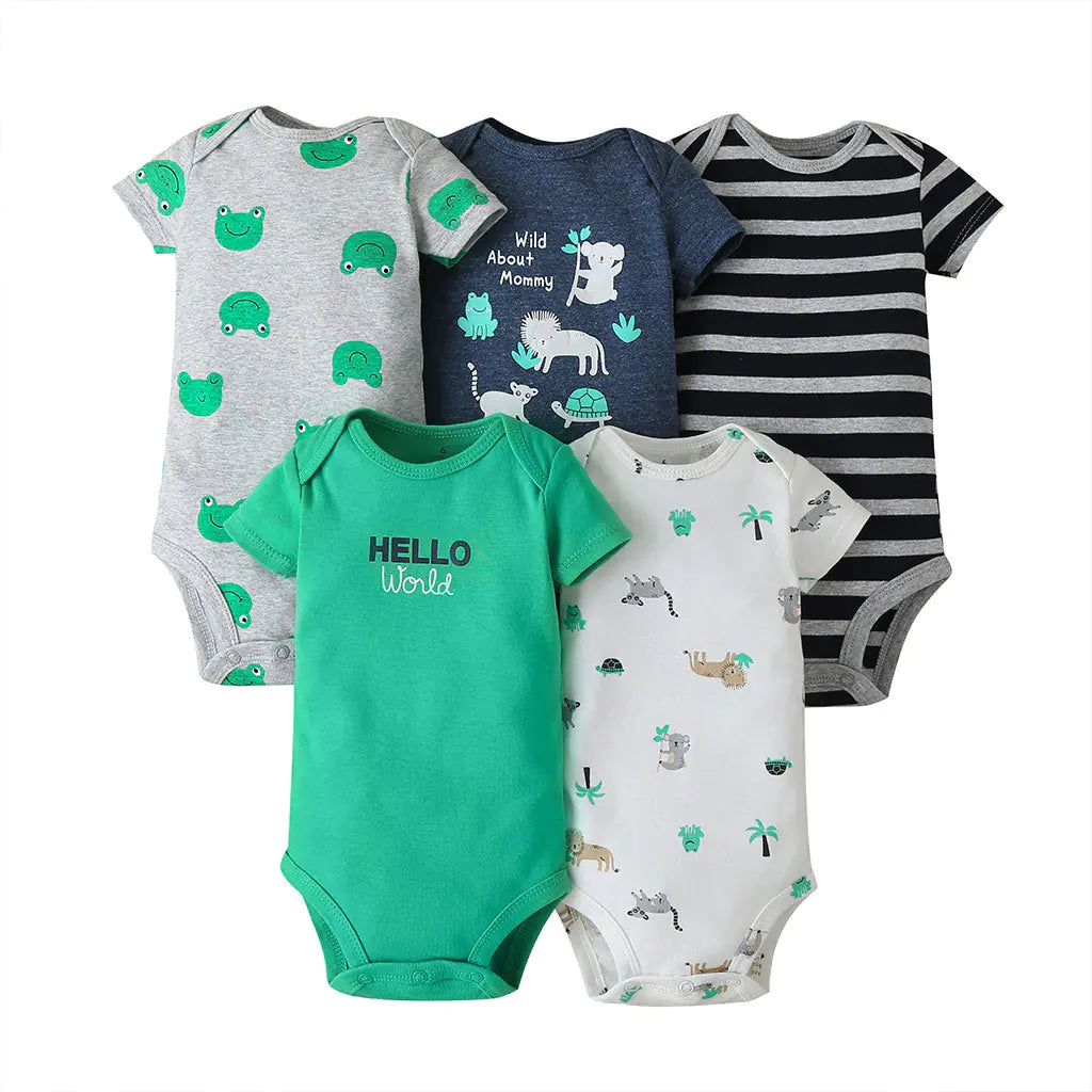 Summer Short Sleeve Baby Romper Set (5 Pieces)