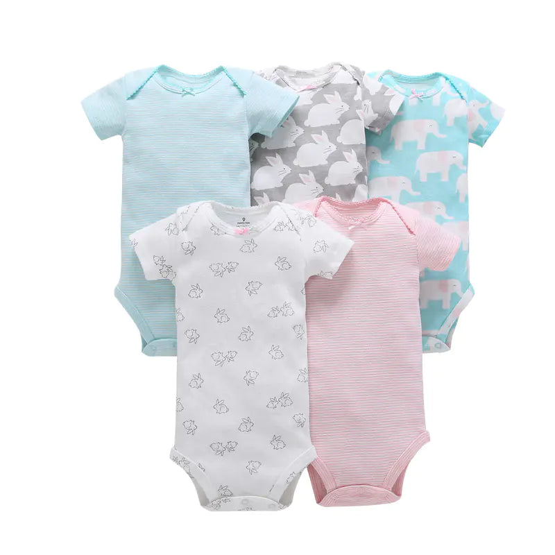 Summer Short Sleeve Baby Romper Set (5 Pieces)