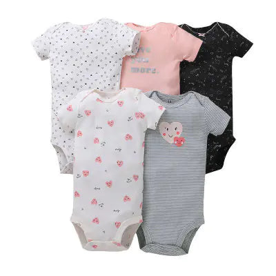 Summer Short Sleeve Baby Romper Set (5 Pieces)