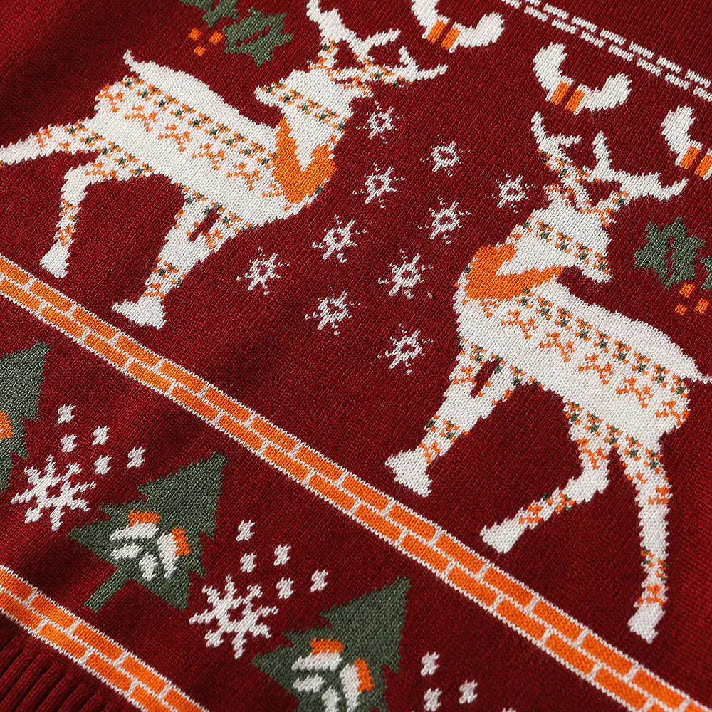 Kids' Cartoon Elk Jacquard Sweater