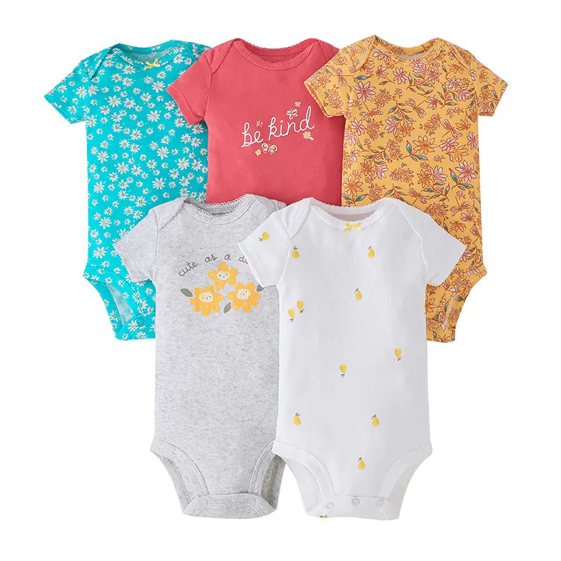 Summer Short Sleeve Baby Romper Set (5 Pieces)