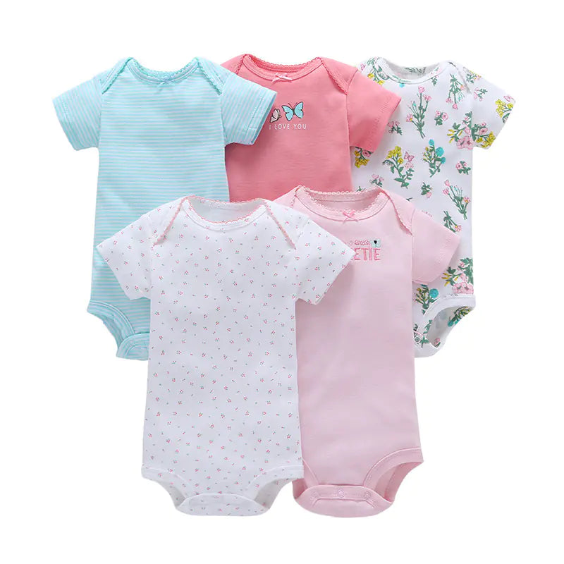 Summer Short Sleeve Baby Romper Set (5 Pieces)
