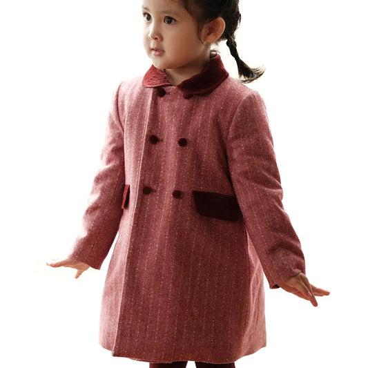 Children's Mid-Length Woolen Coat for Girls
