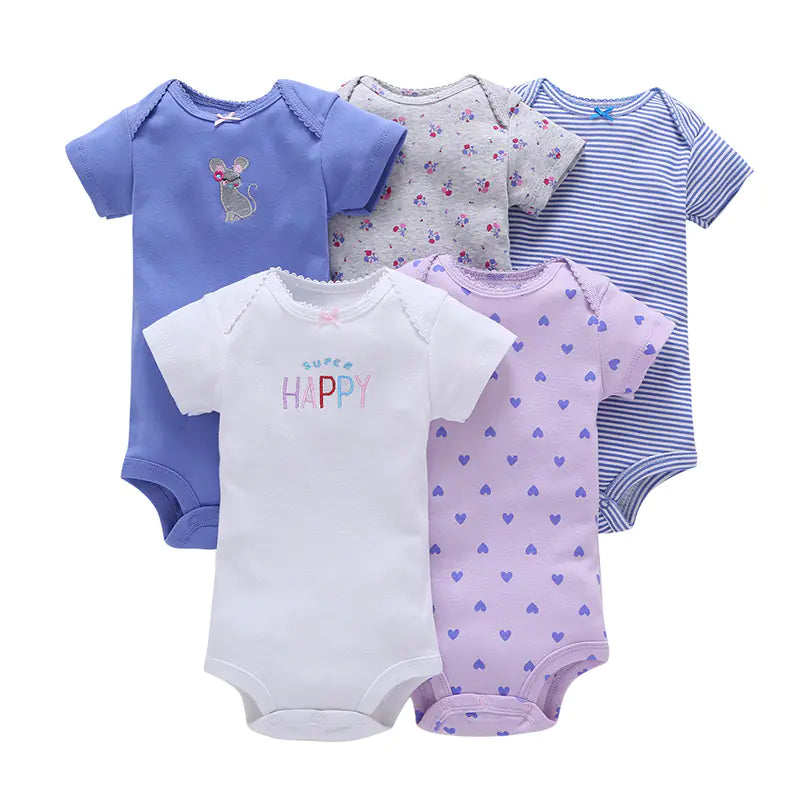 Summer Short Sleeve Baby Romper Set (5 Pieces)