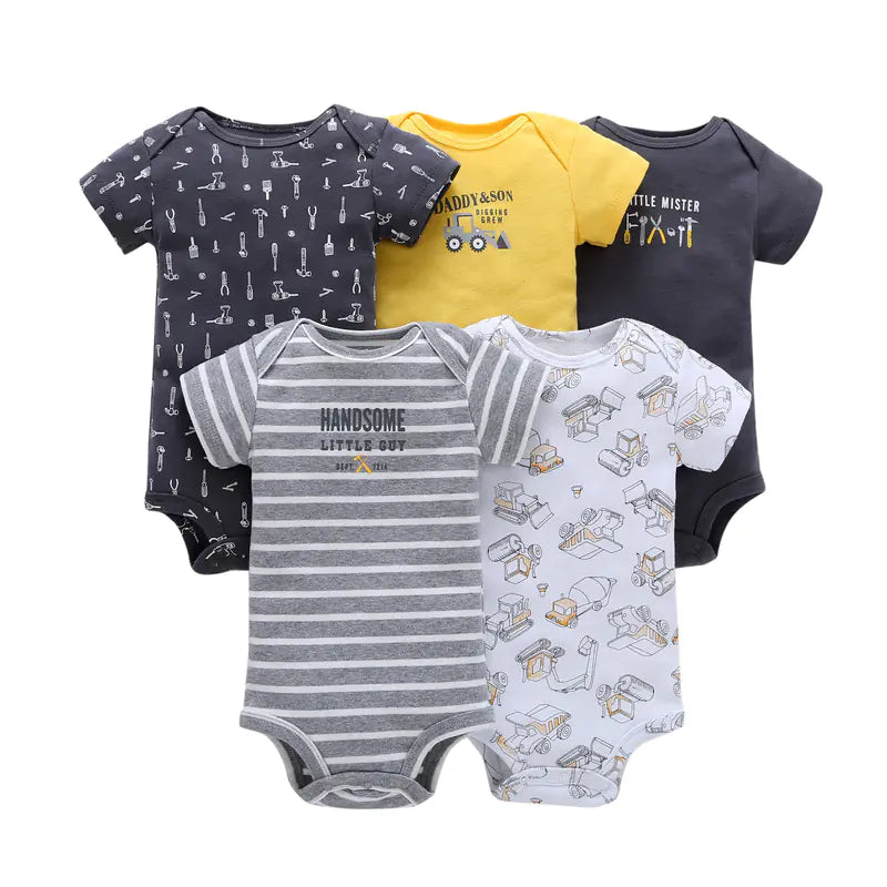 Summer Short Sleeve Baby Romper Set (5 Pieces)