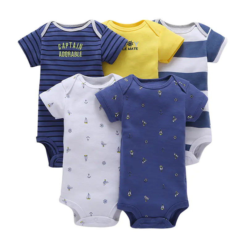 Summer Short Sleeve Baby Romper Set (5 Pieces)