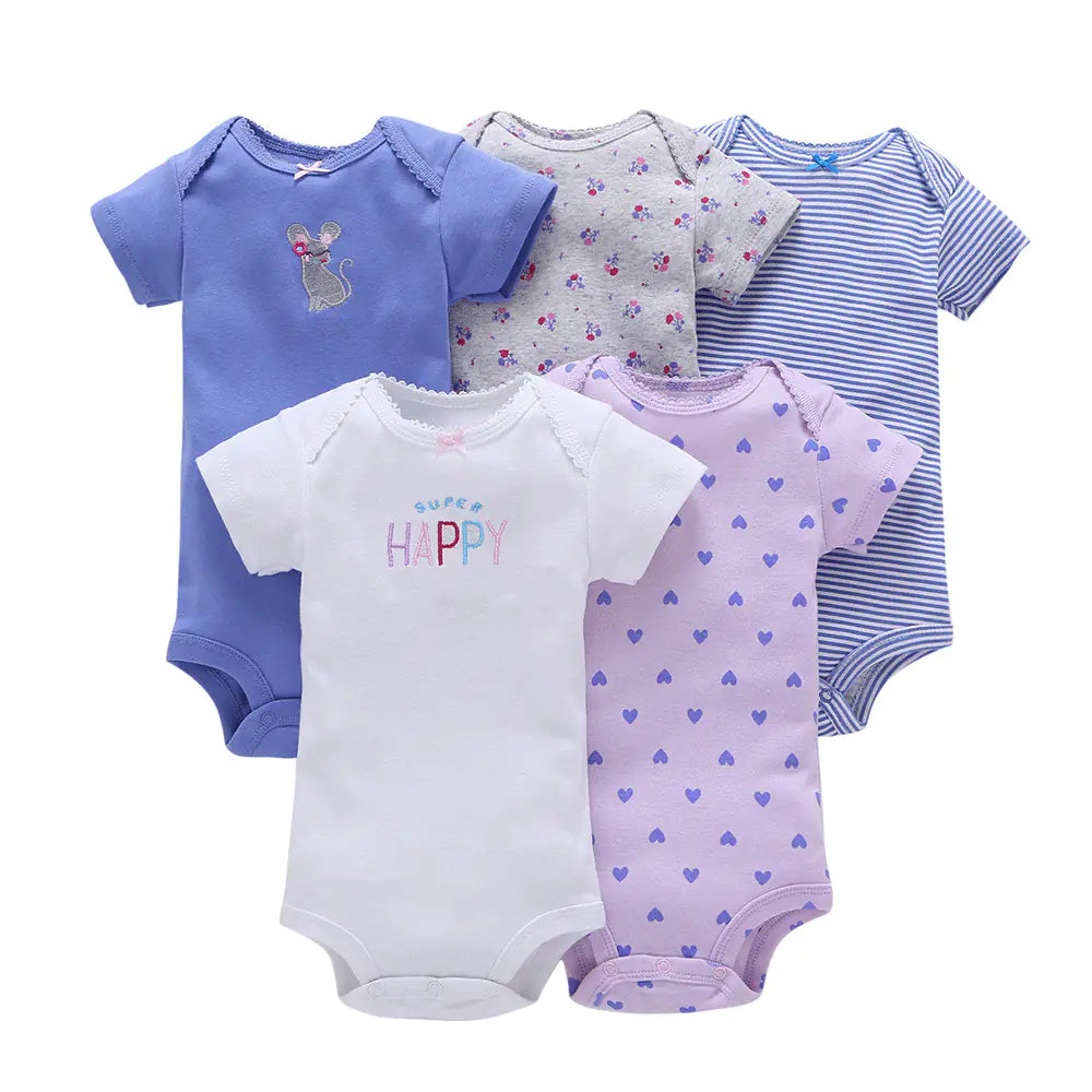 Summer Short Sleeve Baby Romper Set (5 Pieces)