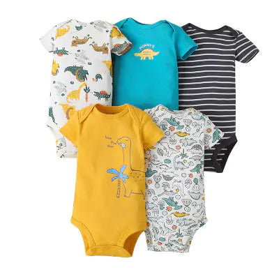 Summer Short Sleeve Baby Romper Set (5 Pieces)