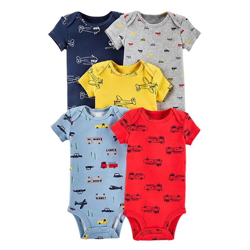 Summer Short Sleeve Baby Romper Set (5 Pieces)