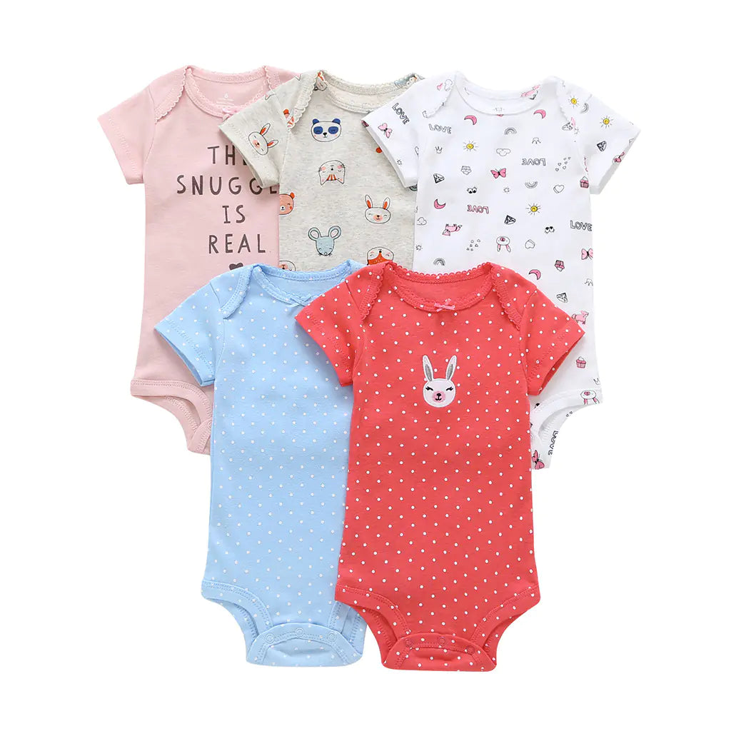Summer Short Sleeve Baby Romper Set (5 Pieces)