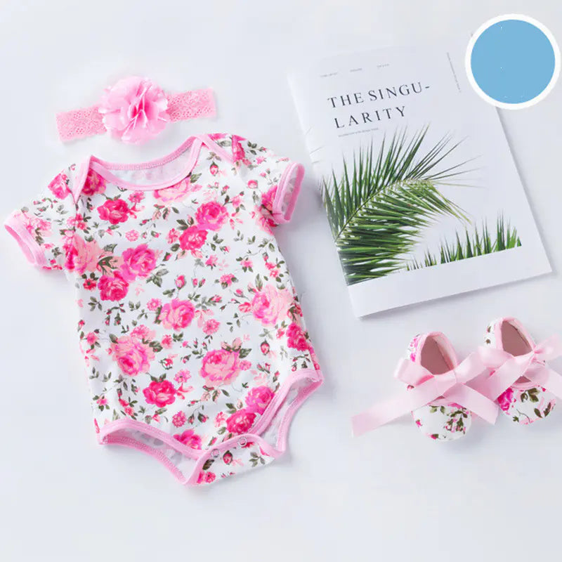 Summer Short Sleeve Baby Romper & Leopard Print Set