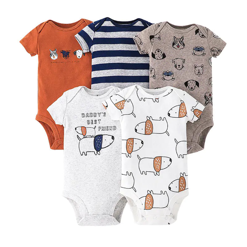 Summer Short Sleeve Baby Romper Set (5 Pieces)