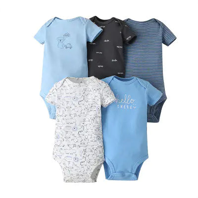 Summer Short Sleeve Baby Romper Set (5 Pieces)