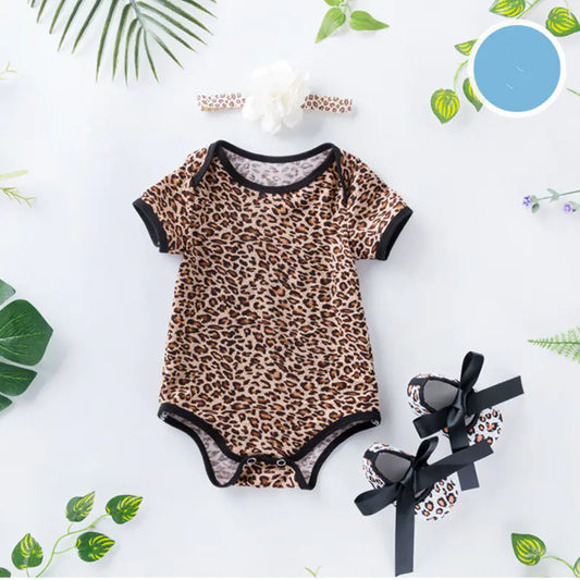 Summer Short Sleeve Baby Romper & Leopard Print Set