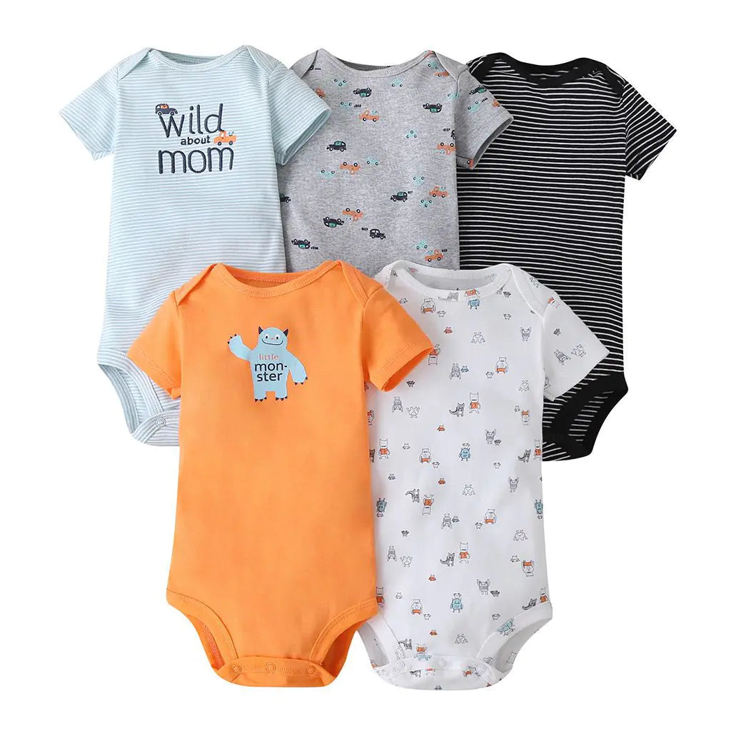 Summer Short Sleeve Baby Romper Set (5 Pieces)