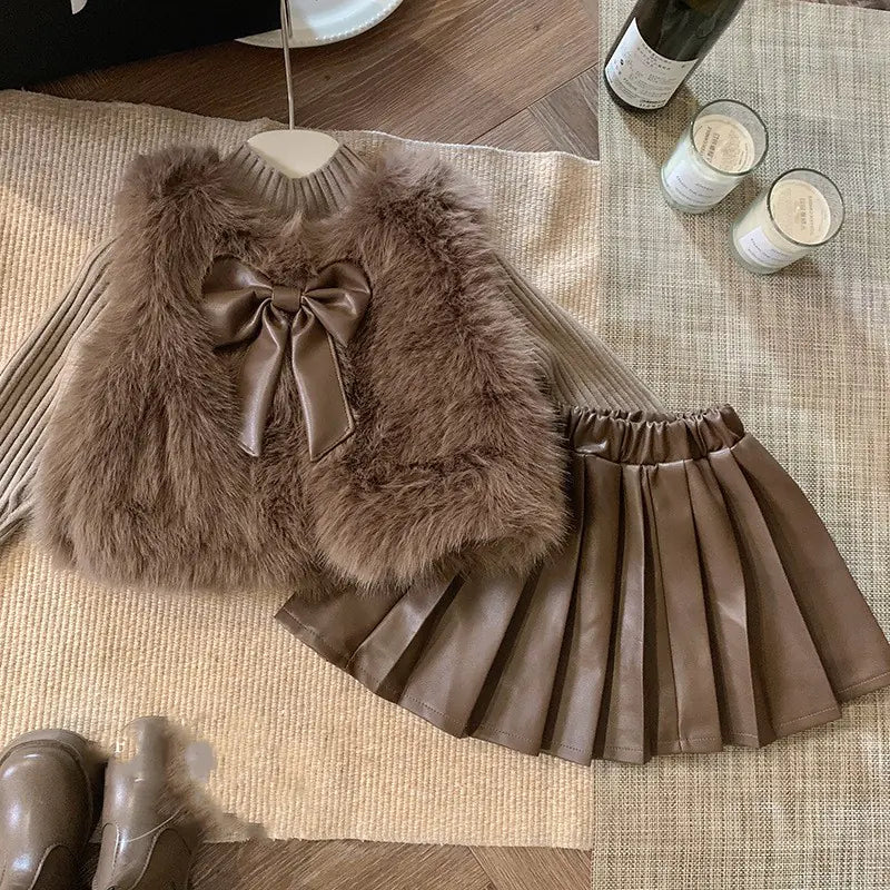 Girls' 3-Piece Autumn & Winter Fashion Suit