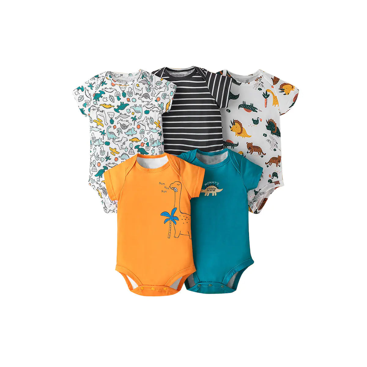 Summer Short Sleeve Baby Romper Set (5 Pieces)