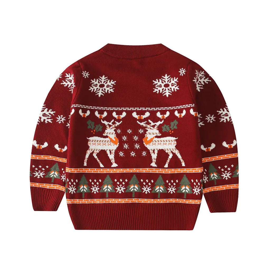 Kids' Cartoon Elk Jacquard Sweater