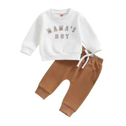 Sprifallbaby Newborn Infant Baby Boy Outfits Long Sleeve Pullover Sweatshirt Toddler Boys Pants Clothes Set Fall Winter 2Pcs